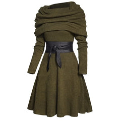 Long Sleeve with Belt Robe Dress