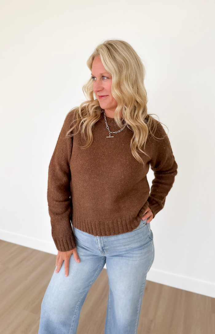 Mocha Speckled Knit Sweater