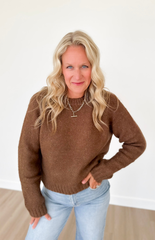 Mocha Speckled Knit Sweater