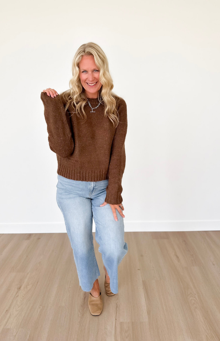 Mocha Speckled Knit Sweater