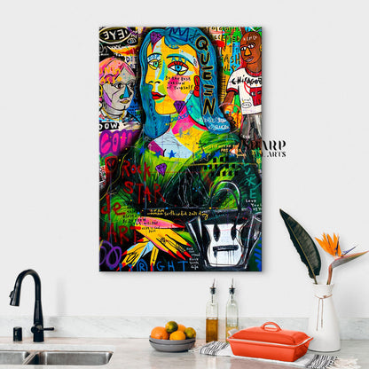 Mona Lisa Caricature Canvas Wall Art