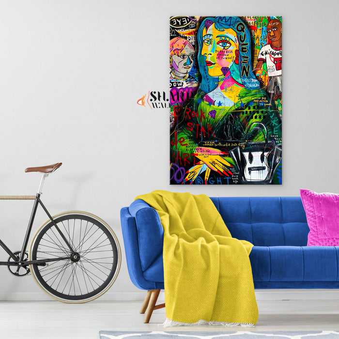 Mona Lisa Caricature Canvas Wall Art
