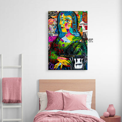 Mona Lisa Caricature Canvas Wall Art