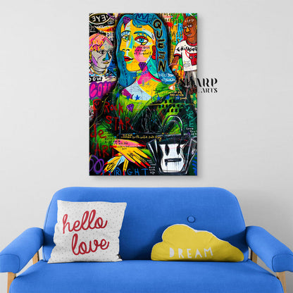 Mona Lisa Caricature Canvas Wall Art