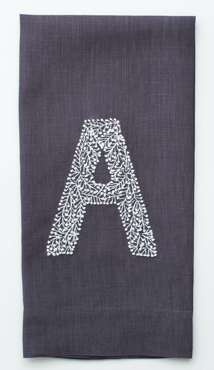 Monogram Twig Towel - Charcoal