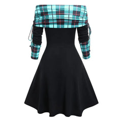 Off The Shoulder Long Sleeve Flare Dress