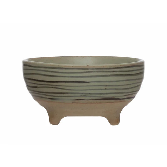 Organic Striped Footed Bowl