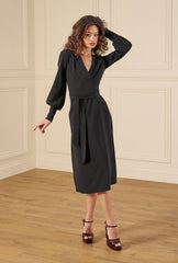 1970s Ossie Wrap Dress - Black