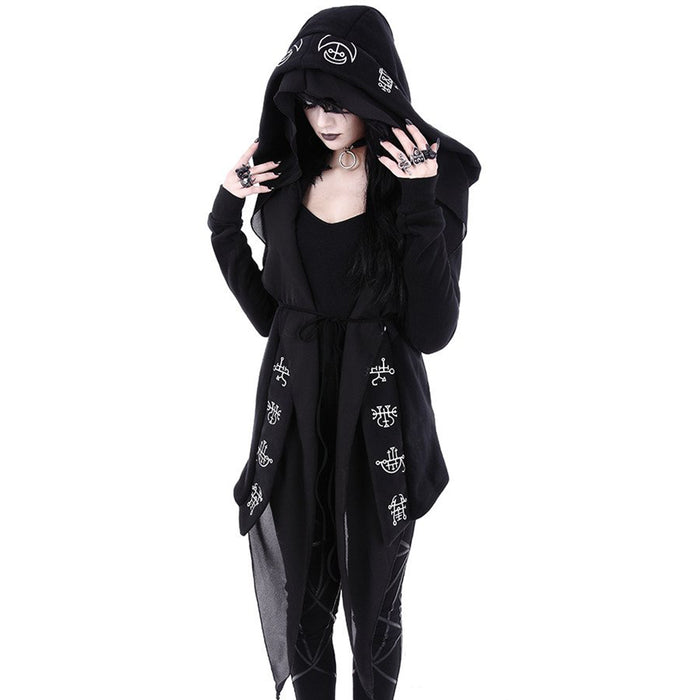 Oversized Drawstring Gothic Hoodie