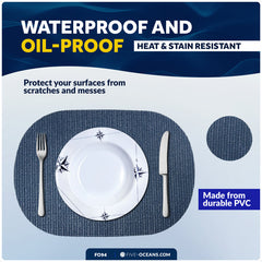 Placemats with Coasters Set, Blue, Non-Slip, Waterproof, 4-Pack - FO94 - Five Oceans