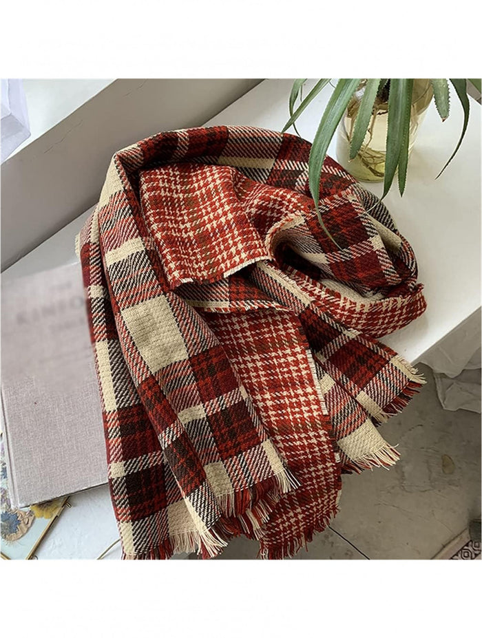 Plaid Print Blanket Scarf