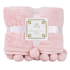 Pom pom Light Pink Blanket