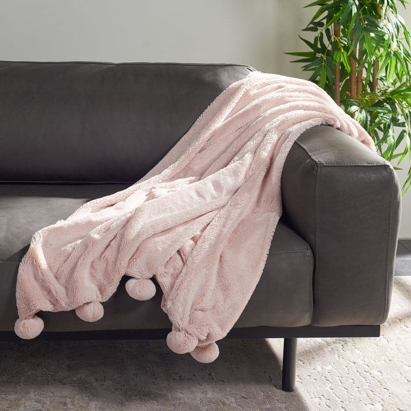 Pom pom Light Pink Blanket