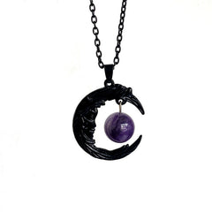 Purple Crystal Crescent Moon Necklace