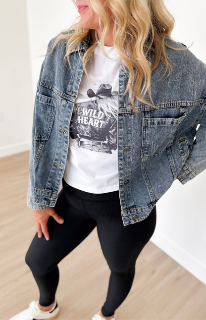 Relaxed Vintage Medium Wash Denim Jacket