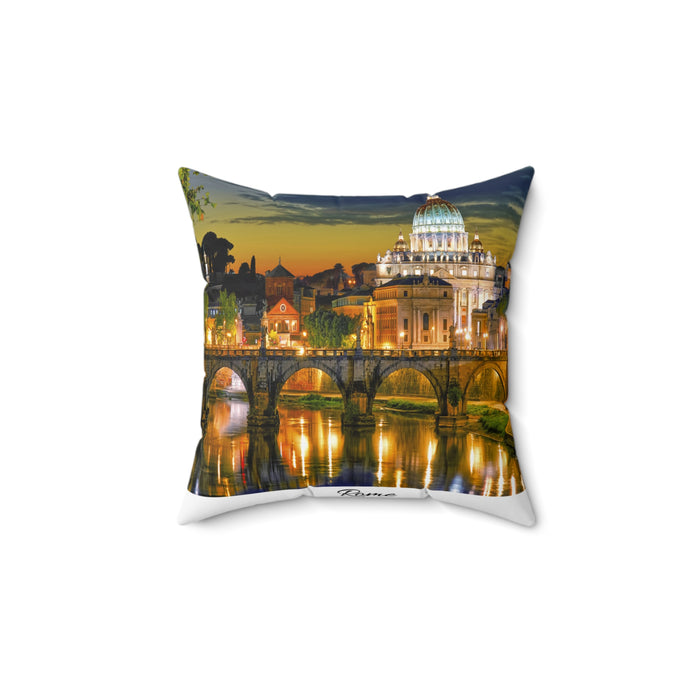Rome Nightscape Decorative Throw Pillow — St. Peter’s Basilica River View