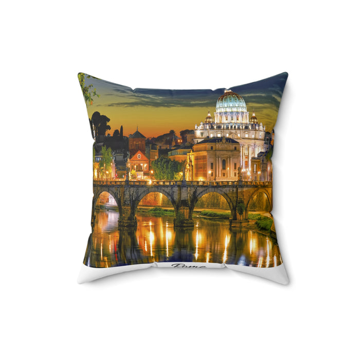 Rome Nightscape Decorative Throw Pillow — St. Peter’s Basilica River View