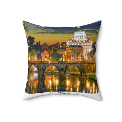 Rome Nightscape Decorative Throw Pillow — St. Peter’s Basilica River View