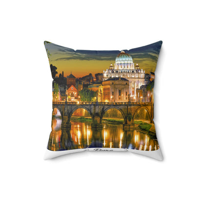 Rome Nightscape Decorative Throw Pillow — St. Peter’s Basilica River View