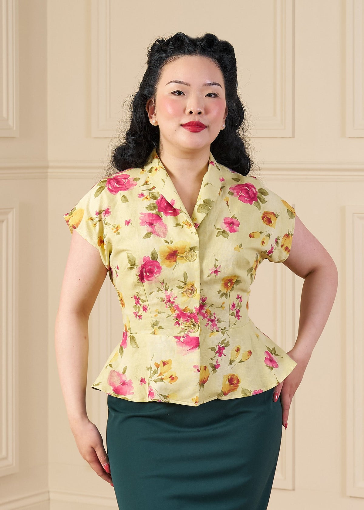 1950s Merle Blouse - Rose Garden