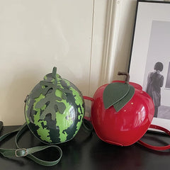 Round Watermelon/Apple Fruit Purse Shoulder Handbag