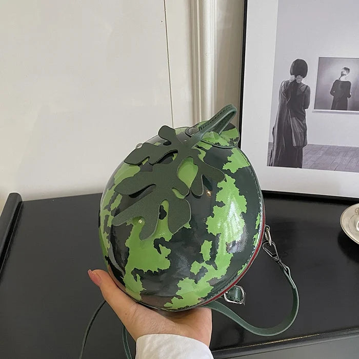 Round Watermelon/Apple Fruit Purse Shoulder Handbag