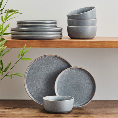 S/12 Blue Stoneware Dinnerware