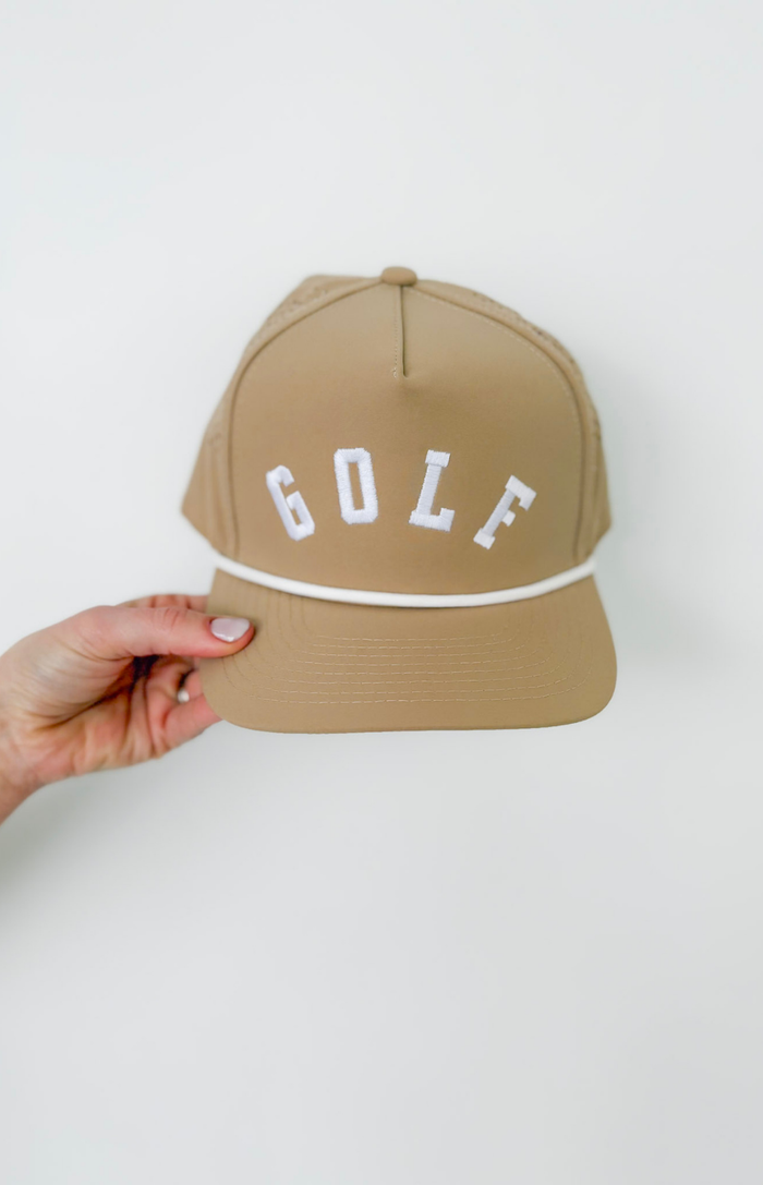 Sand/White Embroidered Golf Hat