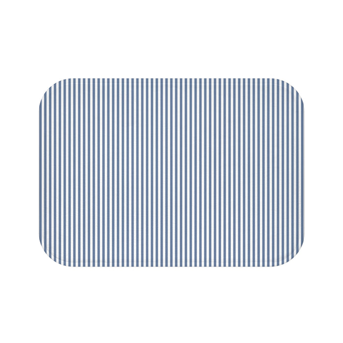 Seersucker Stripe Bath Mat Chambray Blue & White