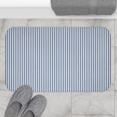 Seersucker Stripe Bath Mat Chambray Blue & White