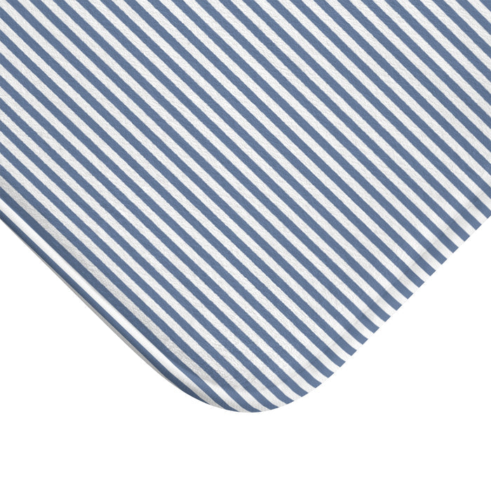 Seersucker Stripe Bath Mat Chambray Blue & White