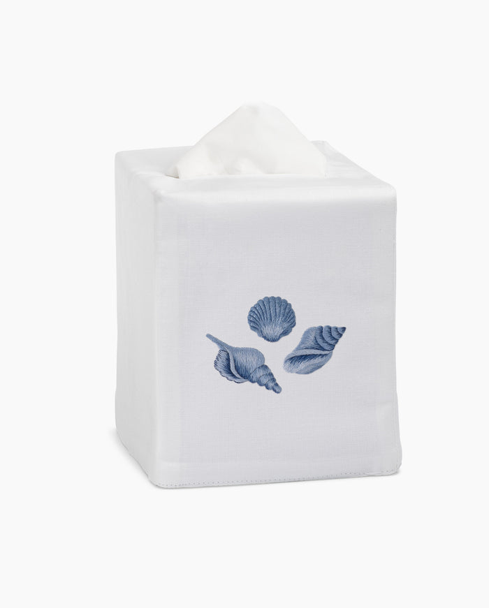 Shell Set Indigo Tissue Box Cover