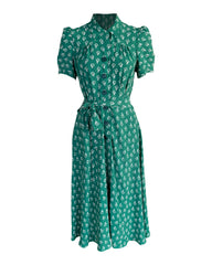 1940s Shirt-Waister Dress - Dia Deco Emerald