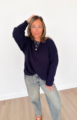 Soft Knit Navy Relaxed Sweater