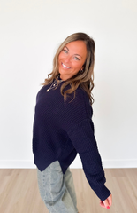 Soft Knit Navy Relaxed Sweater