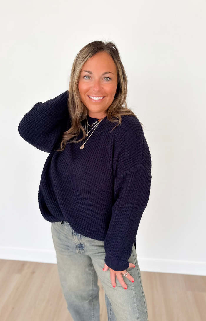 Soft Knit Navy Relaxed Sweater