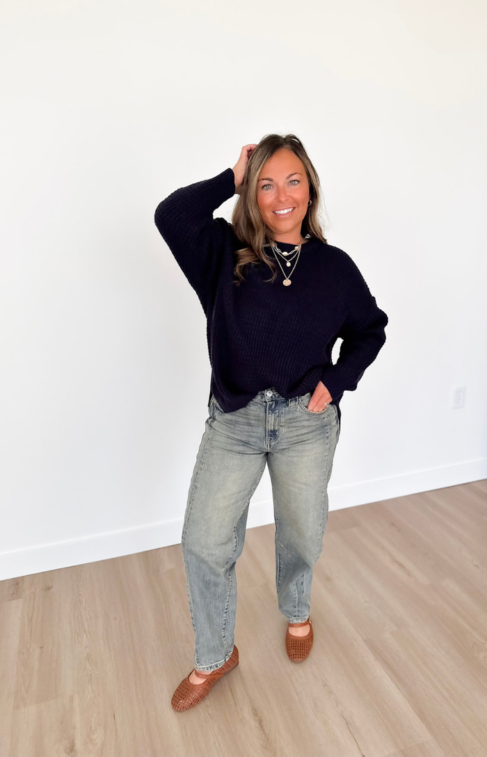 Soft Knit Navy Relaxed Sweater