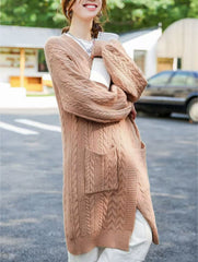 Solid Color Knitted Cardigan w/pockets