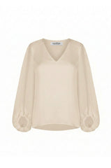 Sophia V-Neck Long Sleeve Top Taupe