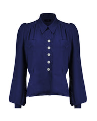 1940s Sweetheart Blouse - Navy