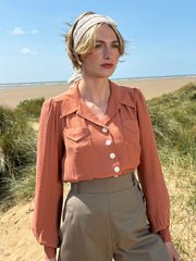 1940s Sweetheart Blouse - Burnt Peach