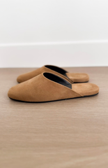 Tan Suede Slip On Mules