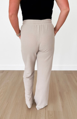 Taupe Elastic Waistband Knit Pants