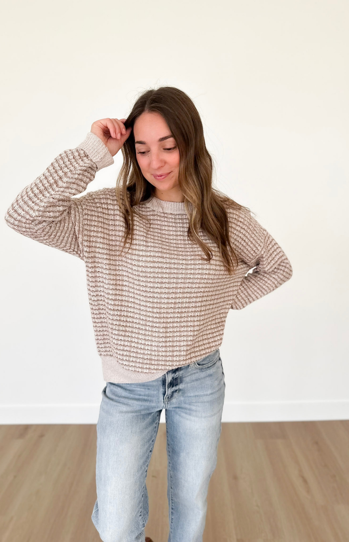 Taupe/Tan Striped Knit Sweater