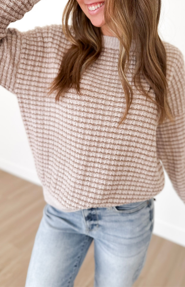 Taupe/Tan Striped Knit Sweater