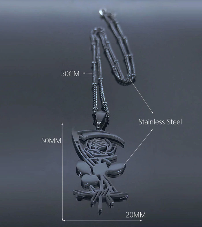 The Dark Rose  Stainless Steel Necklace