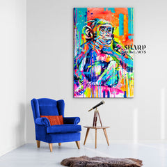Thinking Monkey Colorful Canvas Wall Art