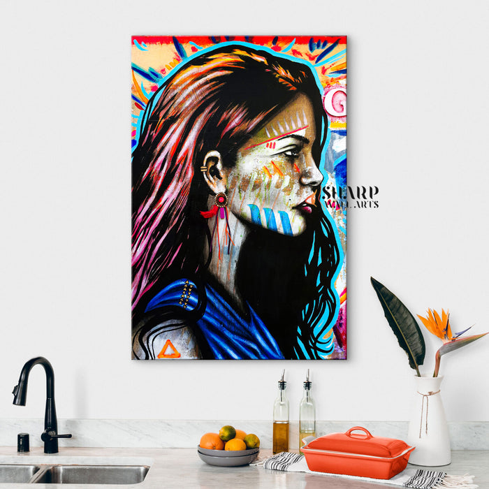 Tribal Woman Portrait Canvas Wall Art