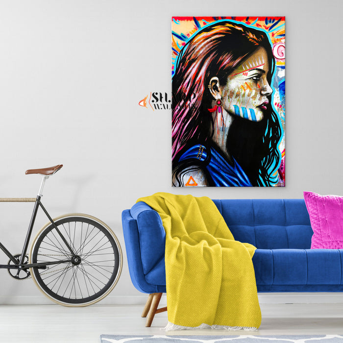 Tribal Woman Portrait Canvas Wall Art
