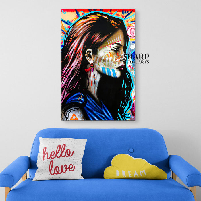 Tribal Woman Portrait Canvas Wall Art